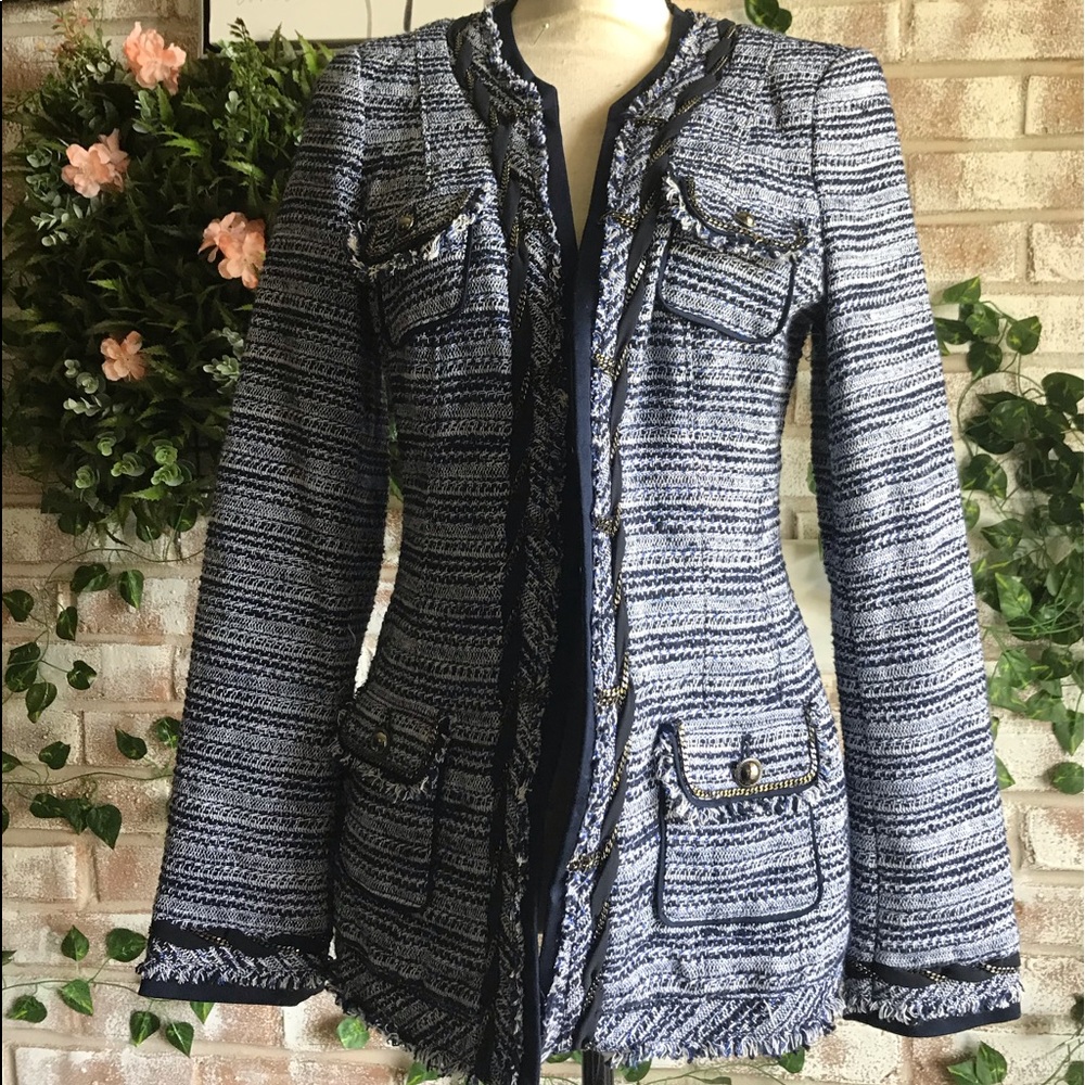White Black house tweed blazer